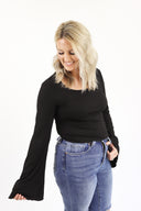 Ribbed Bell Sleeve Top