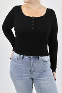 Ribbed Henley Long Sleeve