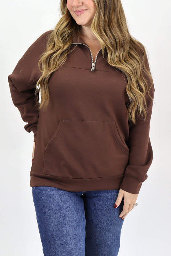 Full Length Weekender Quarter Zip - Brown / XXS | XS