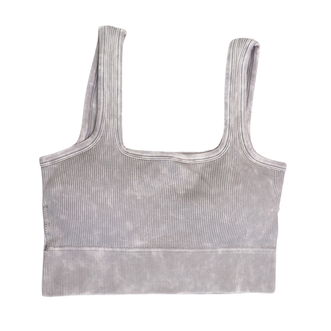 YEOREO Janelle Ribbed Open Back Top Womens Activewear Medium, #1 Grey
