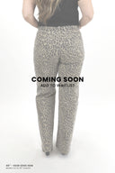Model wearing Tummy Control Wide Leg in leopard wash with the 40" inseam cut to length option. (says "coming soon"over photo)