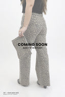 Model wearing Tummy Control Wide Leg in leopard wash with the 40" inseam cut to length option. (says "coming soon"over photo)