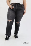Ankle Crop Straight Jeans - Vintage Black - FINAL SALE