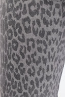 Detailed view of AJ Tummy Control Wide Leg in Grey Leopard wash.