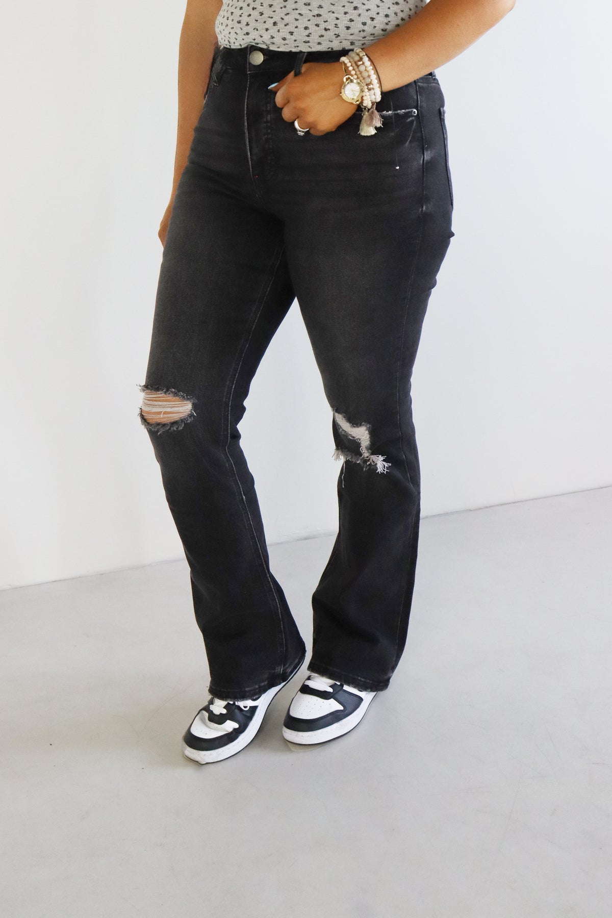 Bootcut Jeans - Black Distressed - Final Sale – Alexander Jane 