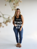 Model Wearing Ankle Crop Tummy Control Jeans. Text says "Shop Now. Find Your Fit."