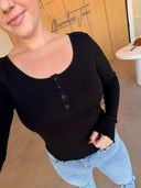 Ribbed Henley Long Sleeve