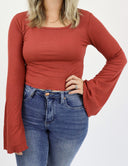 Ribbed Bell Sleeve Top