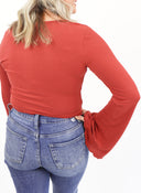 Ribbed Bell Sleeve Top