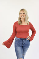 Ribbed Bell Sleeve Top