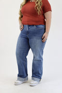Wide Leg Jeans - Medium Cuffed