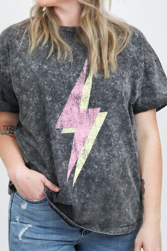 Pink Bolt Graphic Tee