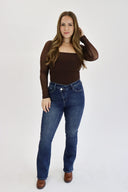 Bootcut Jeans - Dark Wash Cross Button