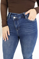 Bootcut Jeans - Dark Wash Cross Button