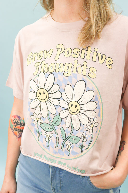Grow Positive Thoughts Cropped Graphic Tee