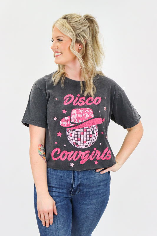 Disco Cowgirls Cropped Graphic Tee