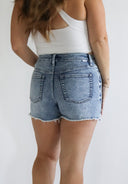 Tummy Control Step Fray Jean Shorts by RFM
