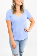 The Ribbed Basic V Neck Tee