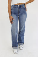 Wide Leg Jeans - Medium Cuffed