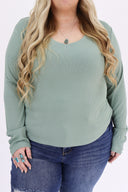 The Ribbed Basic V Neck Long Sleeve