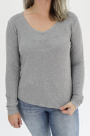 The Ribbed Basic V Neck Long Sleeve