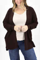 Model Wearing Knot Cardigan in brown