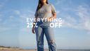 LABOR DAY DEAL SALE 25% OFF Everything. Model wearing jeans and AJ Everyday Tee.  *some exclusions may apply. *no additional discount codes eligible during sale.