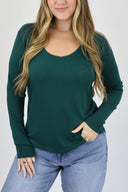 The Ribbed Basic V Neck Long Sleeve