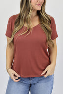 The Ribbed Basic V Neck Tee