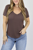 The Ribbed Basic V Neck Tee