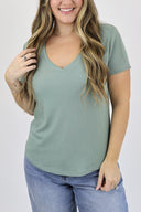 The Ribbed Basic V Neck Tee