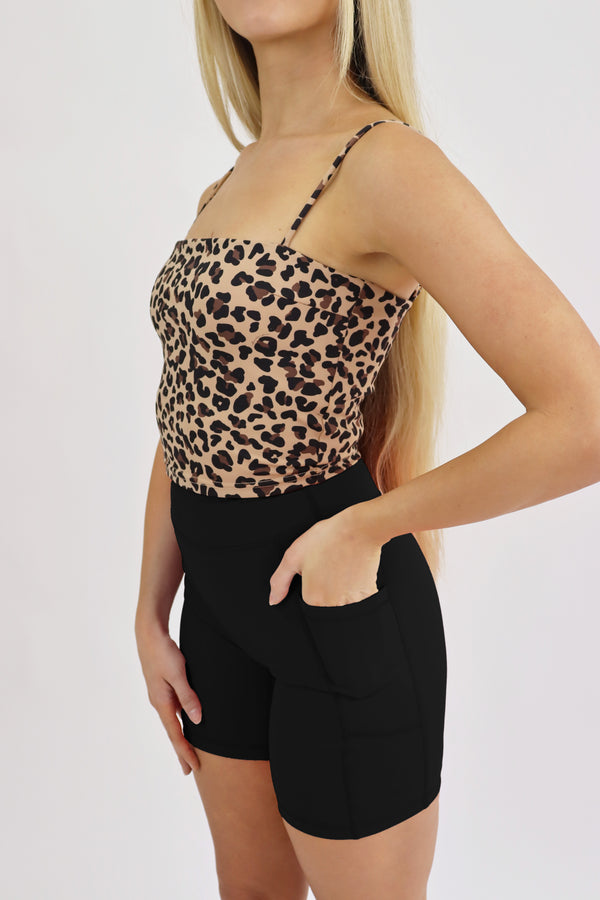 The Skinny Strap Athletic Tank - Leopard / XS