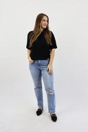 Straight Leg Jeans - Light Wash Distressed