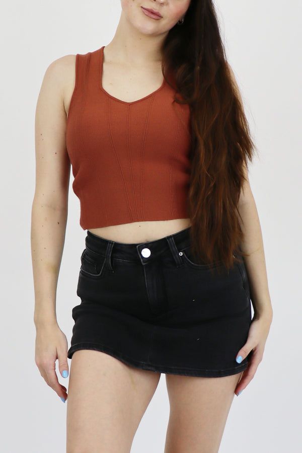 Sweater Crop Tank - Rust / XS
