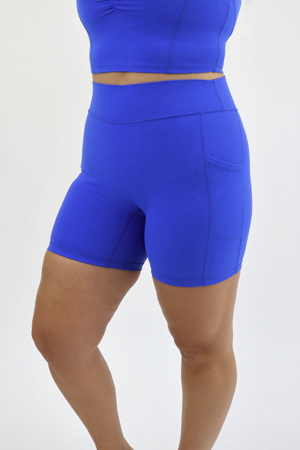 Tummy Control Biker Short - Blue Polka Dot 6 in / XS