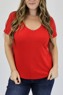 The Ribbed Basic V Neck Tee