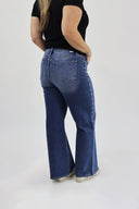 Wide Leg Jeans - Medium Wash - Studded
