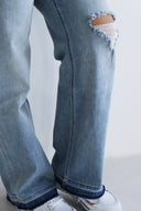 Wide Leg Jeans - Light Tint Distressed