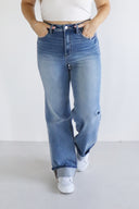 Wide Leg Jeans - Medium Cuffed
