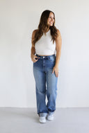 Wide Leg Jeans - Medium Cuffed