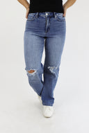 Wide Leg Jeans - Medium Distressed