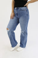 Wide Leg Jeans - Medium Distressed