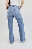 Wide Leg Jeans - Medium Light Distressed