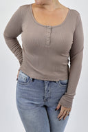 Ribbed Henley Long Sleeve