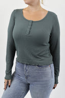 Ribbed Henley Long Sleeve
