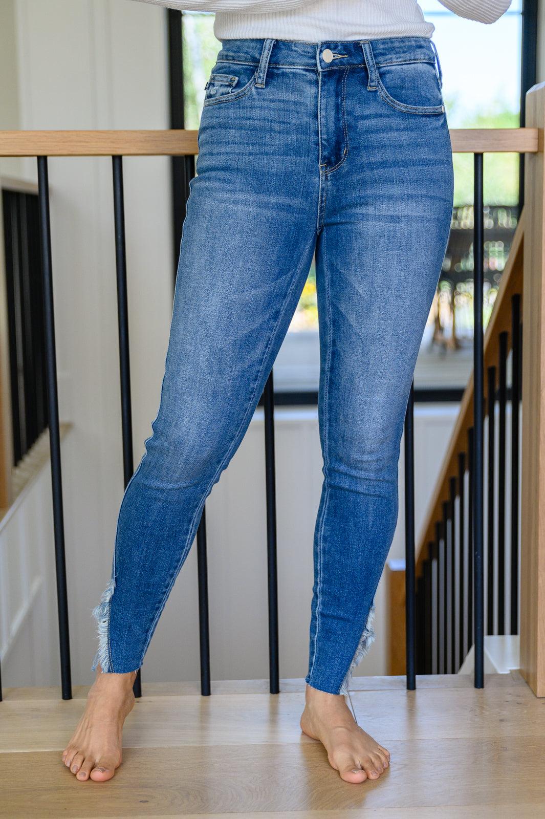 Bethany Frayed Hem Detail Skinny Jeans - Alexander Jane Boutique  Womens