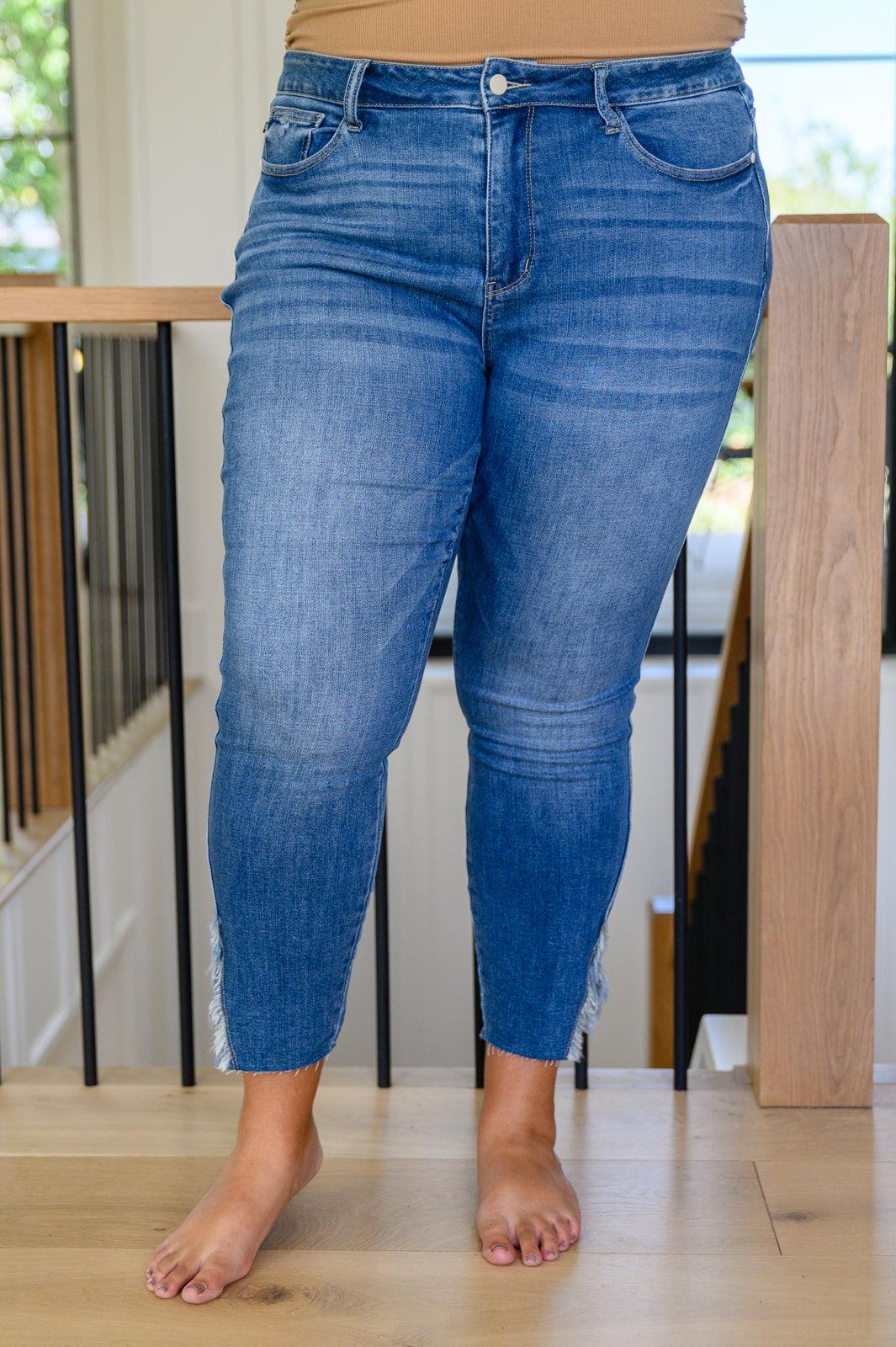 Bethany Frayed Hem Detail Skinny Jeans - Alexander Jane Boutique  Womens