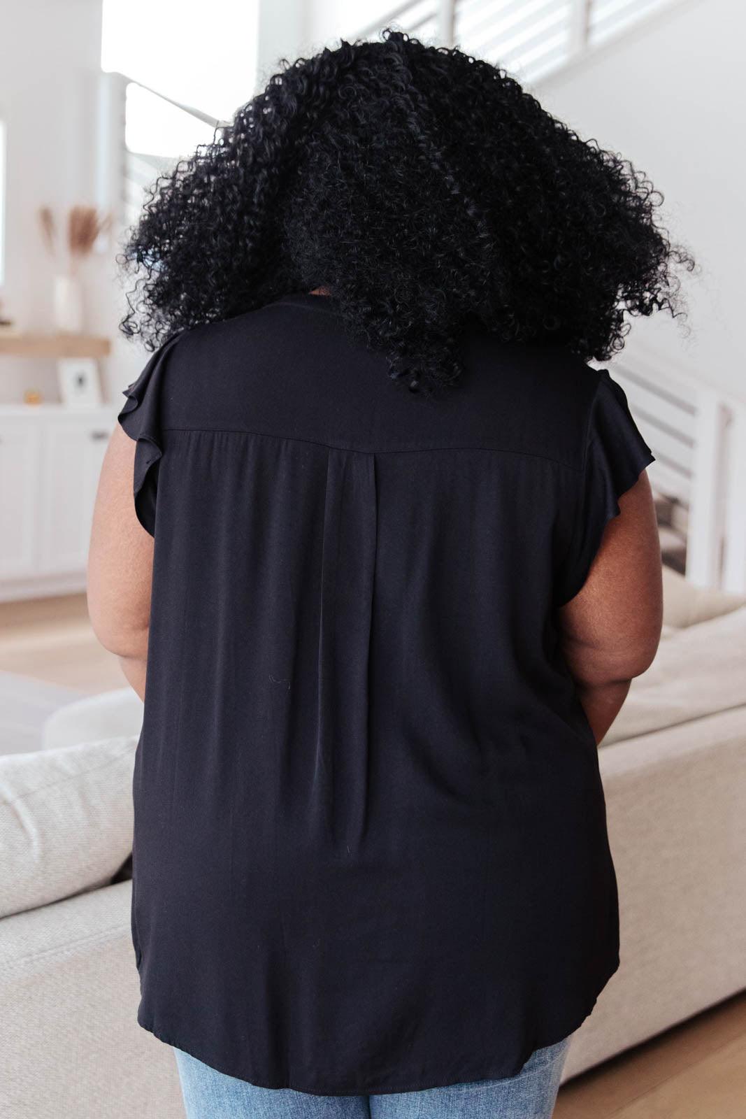 Fantastic Ruffle Sleeve in Black - Alexander Jane Boutique  Womens