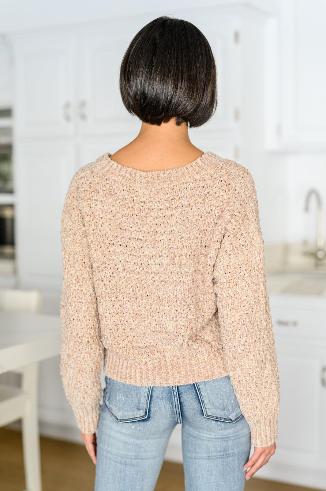 Irish Coffee Knitted Crop V Neck Sweater - Alexander Jane Boutique  Womens