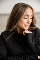 Ampersand Side Zip Pullover - Black - Alexander Jane Boutique  